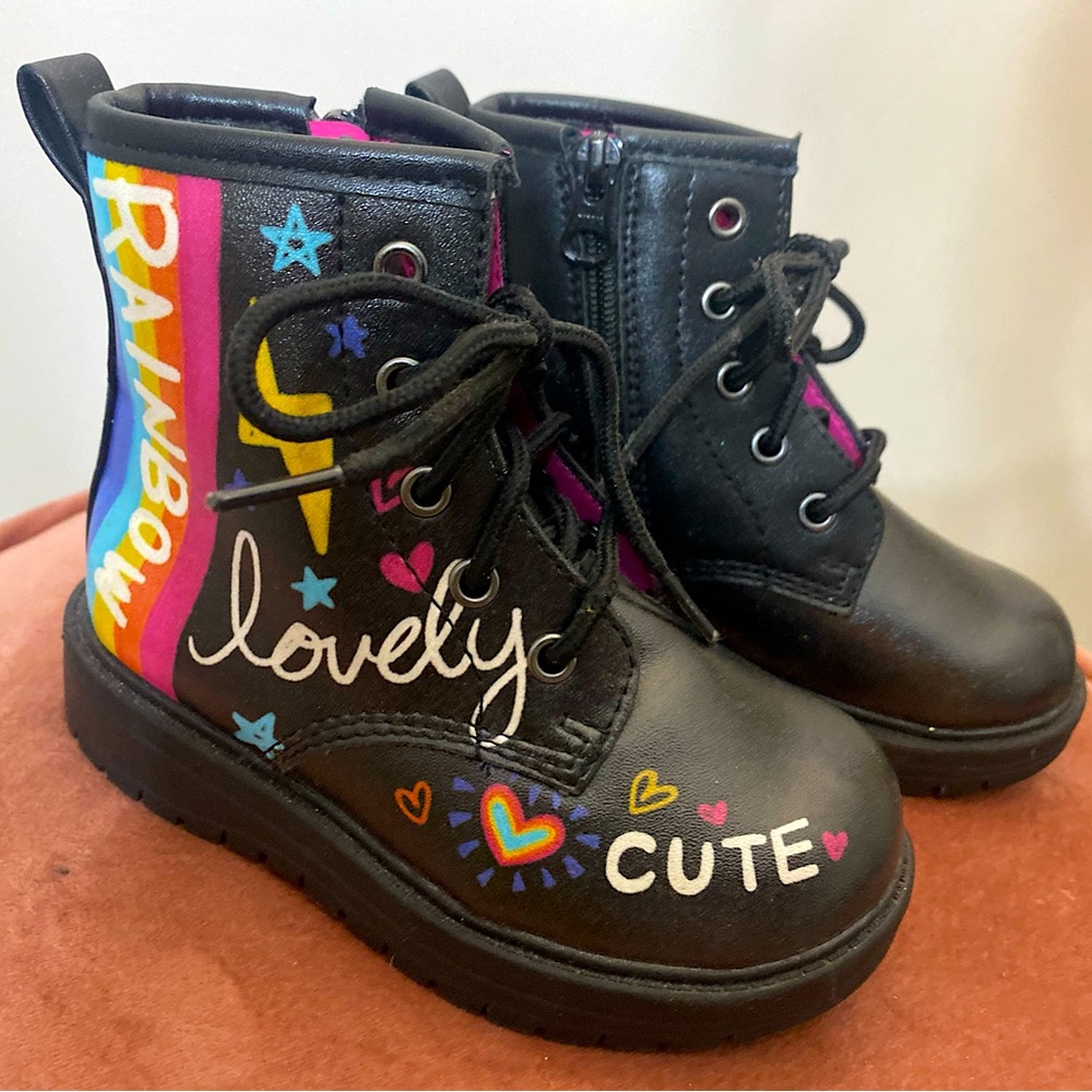 KIDS BLACK COMBAT BOOTS